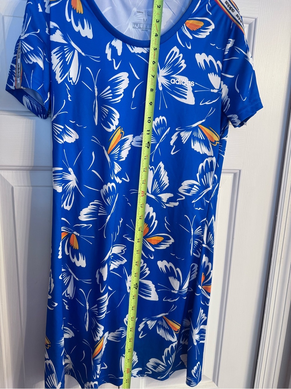 adidas x Farm Rio collab Blue and White Butterfly Athletic Mini Dress